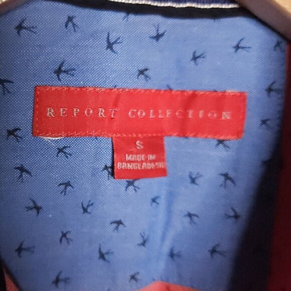 Report Collection Red Short Sleeve Bird Print Shirt Small - Picture 4 of 6